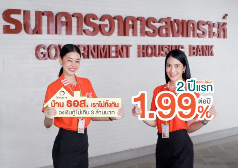 ธอส. เตรียมปล่อยสินเชื่อบ้าน “เราไม่ทิ้งกัน”   2 หมื่นล้านบ. ดอกเบี้ย 1.99% คงที่ 2 ปีแรก